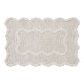 Bath Mat Absorbent Bathroom Rug 23.6x15.7In, Stain Resistant Washable Scalloped Shower Rug, Bathroom Floor Tub Shower Living Room Bedroom Office Home Decor Non Slip Bath Rug Essentials