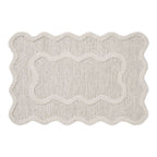 Bath Mat Absorbent Bathroom Rug 23.6x15.7In, Stain Resistant Washable Scalloped Shower Rug, Bathroom Floor Tub Shower Living Room Bedroom Office Home Decor Non Slip Bath Rug Essentials
