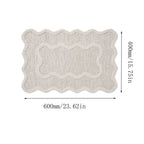 Bath Mat Absorbent Bathroom Rug 23.6x15.7In, Stain Resistant Washable Scalloped Shower Rug, Bathroom Floor Tub Shower Living Room Bedroom Office Home Decor Non Slip Bath Rug Essentials