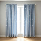 No Drill Magic Tape Star Cutout Blackout Curtains Double Layer Sheer Privacy Thermal Insulated Window Drapes Bedroom Living Room  59.1in x 27.6in for Home Windows Blackout Privacy Home Windows