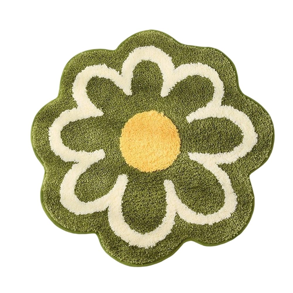 Flower Shaped Bathroom Floor Mat 31x31in Soft Absorbent Non Slip Anti Skid Bath Rug Decorative Waterproof for Home Shower Entrance