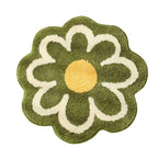 Flower Shaped Bathroom Floor Mat 31x31in Soft Absorbent Non Slip Anti Skid Bath Rug Decorative Waterproof for Home Shower Entrance