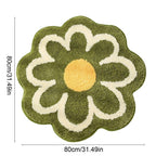 Flower Shaped Bathroom Floor Mat 31x31in Soft Absorbent Non Slip Anti Skid Bath Rug Decorative Waterproof for Home Shower Entrance