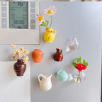 8PCS Mini Vase Magnets for Fridges, Mini Ceramic Vase Refrigerator Magnets, 3D Flower Vase Cute Plant Vase Fridge Magnet