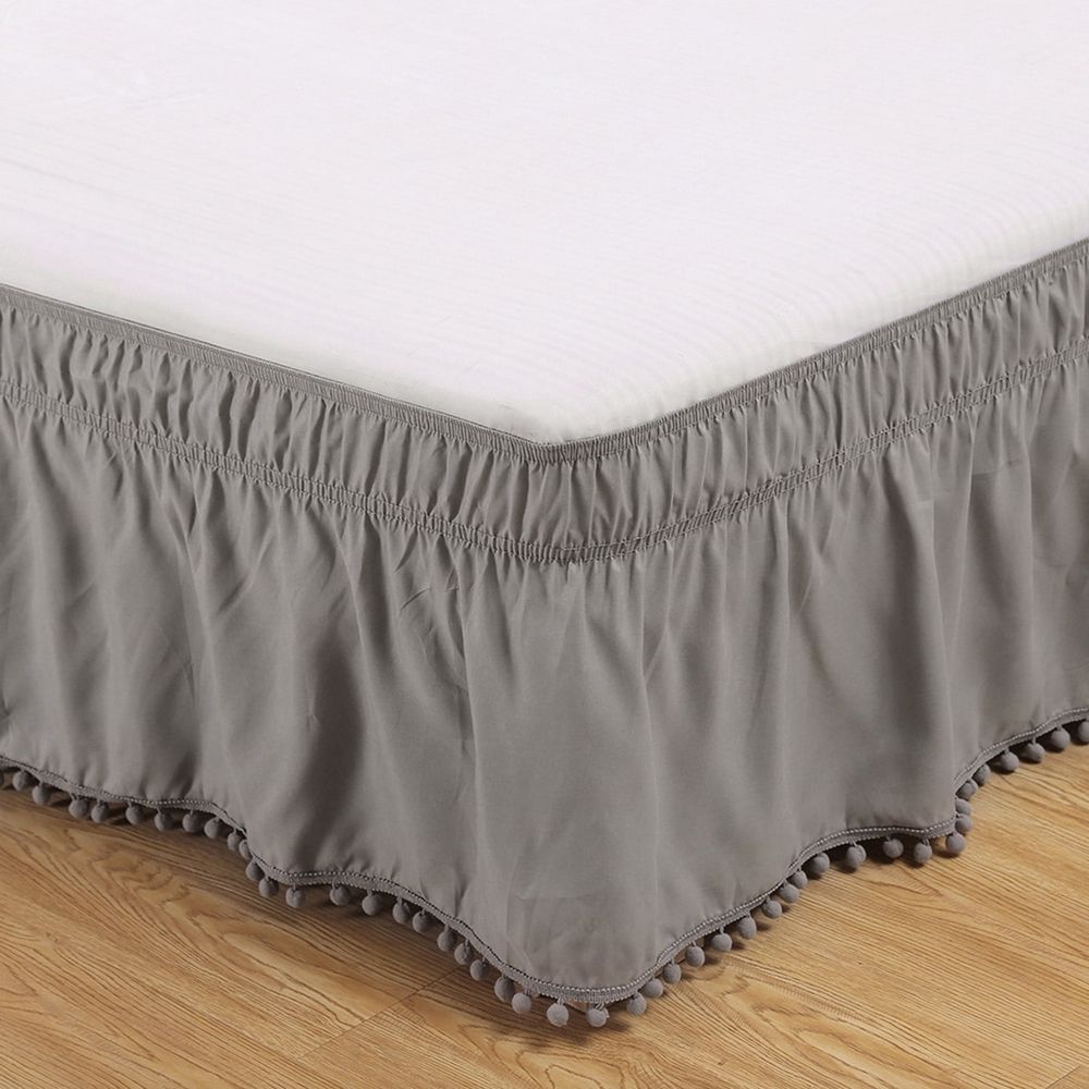Wrap Around Bed Skirts for Queen Beds Adjustable Elastic Dust Ruffles Easy Fit Wrinkle and Fade Resistant Silky Luxurious Fabric Machine Washable
