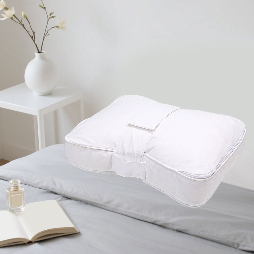 Ergonomic Knee Pillow with Strap - Breathable Nylon Leg Pillow for Side Sleepers, Pregnancy Pain Relief, Portable Leg Cushion for Better Sleep, White