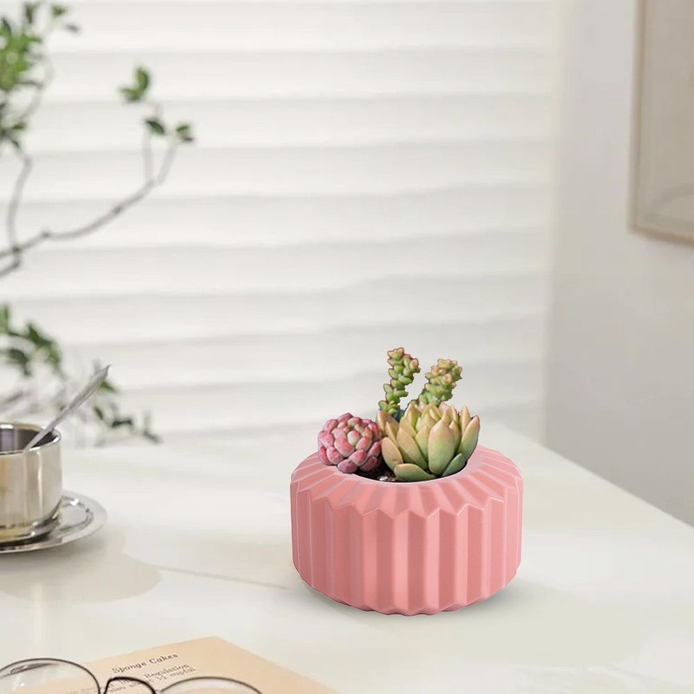 Plastic Imitation Glazed Vase for Living Room Flower Arrangement Dried Decor Cabinet Display 4.92x4.92x3.15in Size Blue Pink Green Colors Home Garden Office Centerpiece