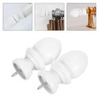 2Pcs Decorative Wooden Curtain Rod Finials White Wood Replacement End Caps