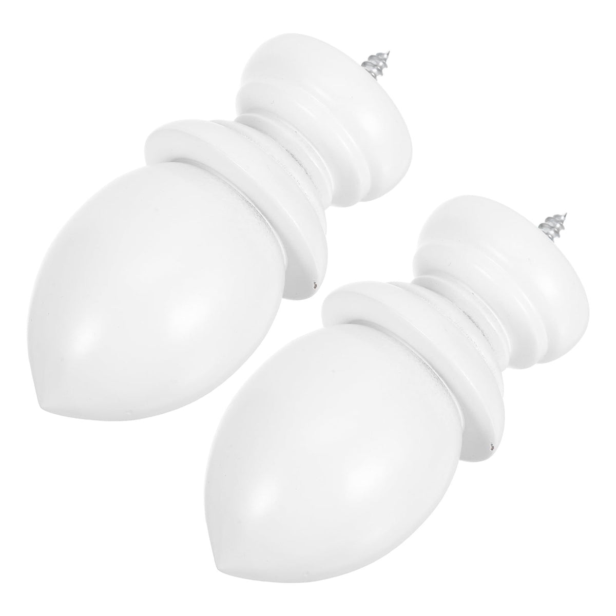 2Pcs Decorative Wooden Curtain Rod Finials White Wood Replacement End Caps