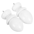 2Pcs Decorative Wooden Curtain Rod Finials White Wood Replacement End Caps