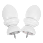 2Pcs Decorative Wooden Curtain Rod Finials White Wood Replacement End Caps