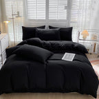 Cotton Blend 4 Piece Bedding Set - Bed in a Bag with Flat Sheet, Fitted Sheet, Duvet Cover and Two Pillowcases - Machine Washable All Season Bedroom Bedding for Home Guest Room