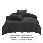 Cotton Blend 4 Piece Bedding Set - Bed in a Bag with Flat Sheet, Fitted Sheet, Duvet Cover and Two Pillowcases - Machine Washable All Season Bedroom Bedding for Home Guest Room