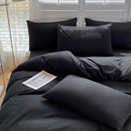 Cotton Blend 4 Piece Bedding Set - Bed in a Bag with Flat Sheet, Fitted Sheet, Duvet Cover and Two Pillowcases - Machine Washable All Season Bedroom Bedding for Home Guest Room