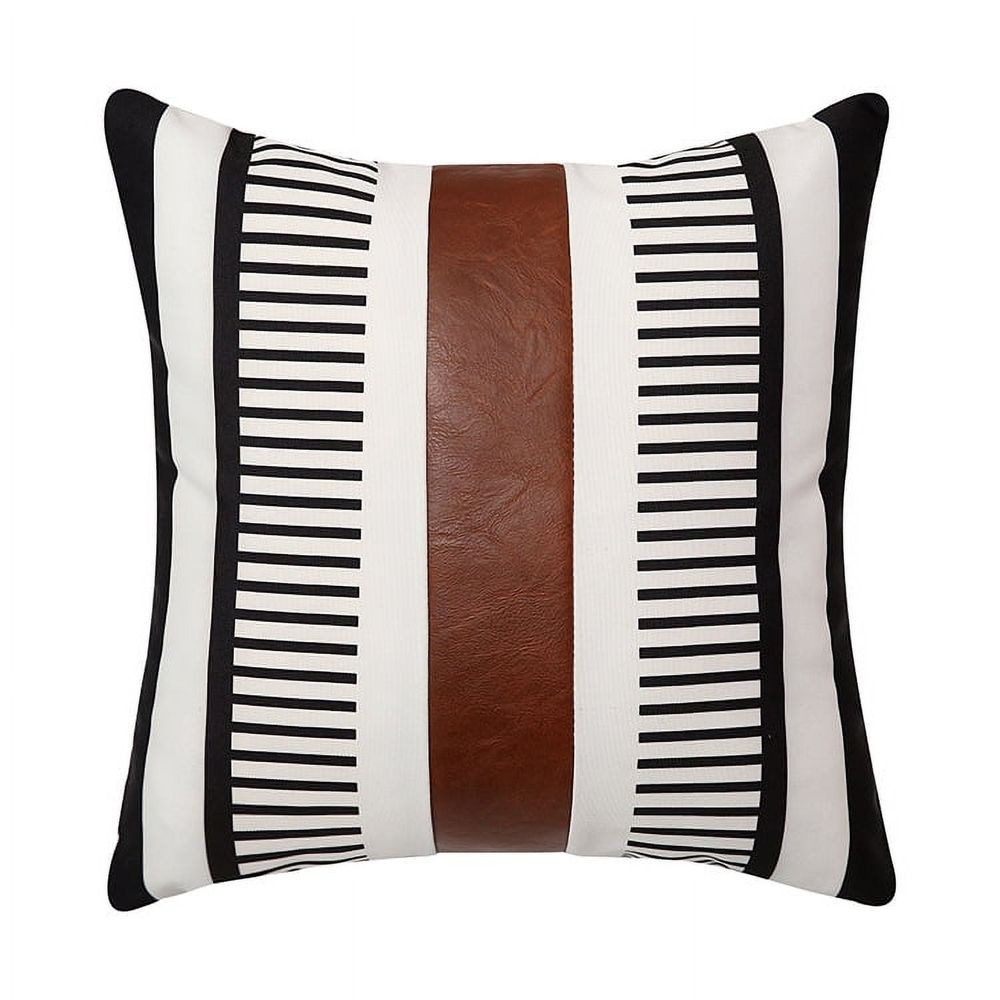 Boho Throw Pillow Covers, Modern Farmhouse Decorative Pillow Covers for Couch Sofa Bed,Faux Leather Pillow Covers, 18 x 18inch