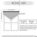 Semi Sheer Valance Curtains for Girls Room, Rod Pocket Beaded Trim Tassel Voile Window Valance Kids Room Decor Kitchen Curtains for Bathroom Cafe Nursery, Each W51 x L24 Inch