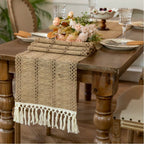 Farmhouse 72 inches Woven Rustic Table Runner for Home Decor Dining Fall Thanksgiving Christmas 13x72 inches