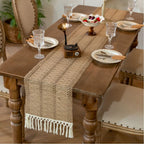 Farmhouse 72 inches Woven Rustic Table Runner for Home Decor Dining Fall Thanksgiving Christmas 13x72 inches