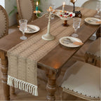 Farmhouse 72 inches Woven Rustic Table Runner for Home Decor Dining Fall Thanksgiving Christmas 13x72 inches
