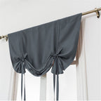 Double Layer Linen Blackout Tie Up Curtains Thermal Insulated Vertical Fully Lined Balloon Roman Shade Bathroom Window Adjustable Rod Pocket 23 Inch by 47 Inch