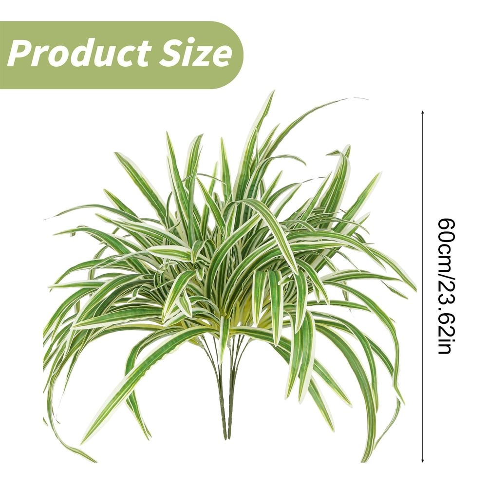 1 5-Pronged Golden-Edged Spider Plant Clearance! Artificial Plant Large Greenery Plants Outside Faux Plants Bushes for Indoor Table Outdoor Planter Decor,Green,23.62