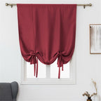 Blackout Tie Up Curtain Thermal Insulated Curtain Red Tie Up Shade for Small Window (Rod Pocket Panel, 23.6"W x 47.2"L, Set of 1)
