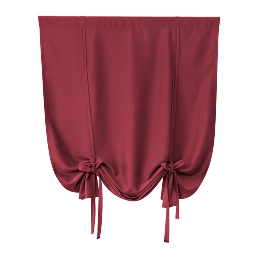 Blackout Tie Up Curtain Thermal Insulated Curtain Red Tie Up Shade for Small Window (Rod Pocket Panel, 23.6"W x 47.2"L, Set of 1)