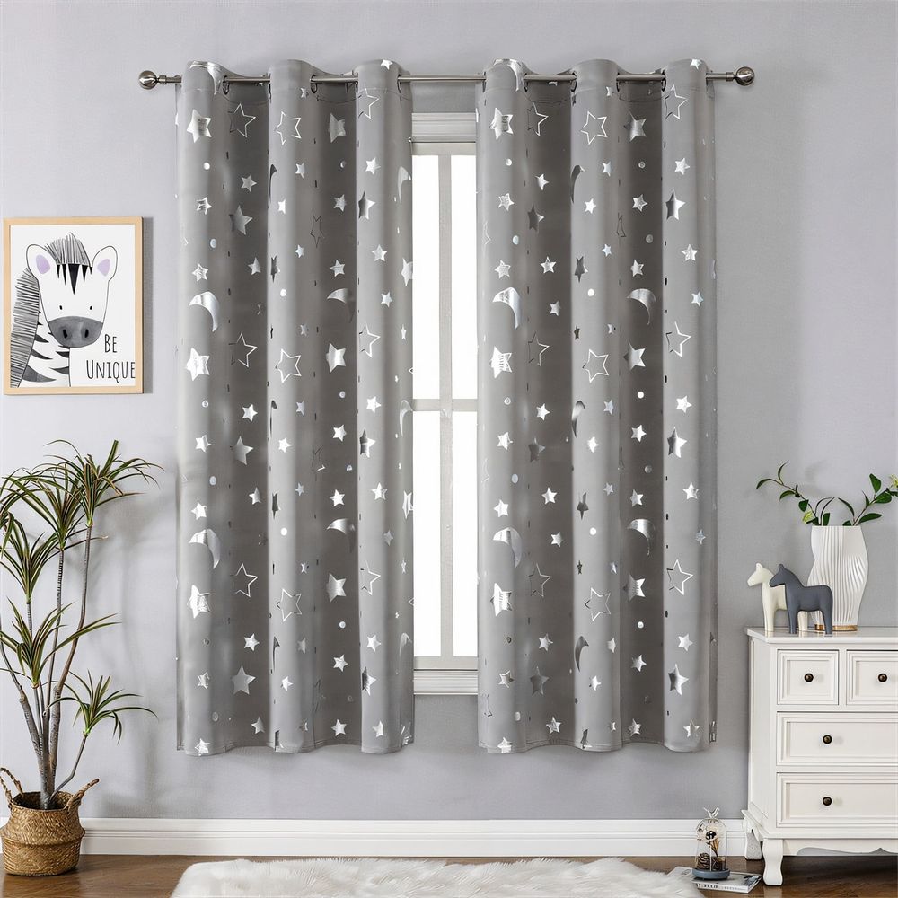 Blackout Curtains 51 x 53 inch Black Curtains Thermal Insulated Room Darkening Blackout Curtains For Bedroom