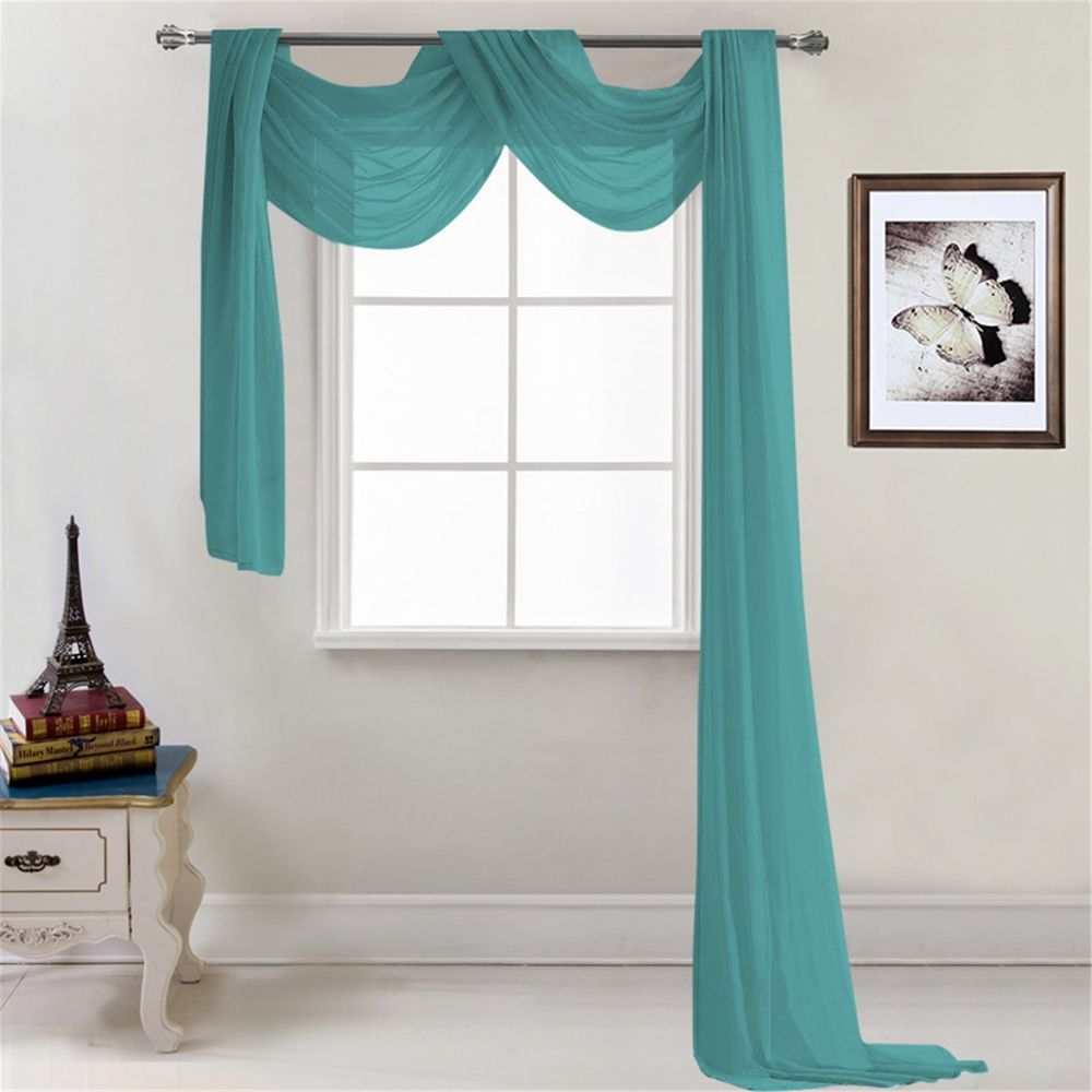 Sheer Window Scarf 216 inch Extra Long, Soft Textured Bed Canopy Scarf Curtains for Event Designs/Home Decor, 50 inches Wide