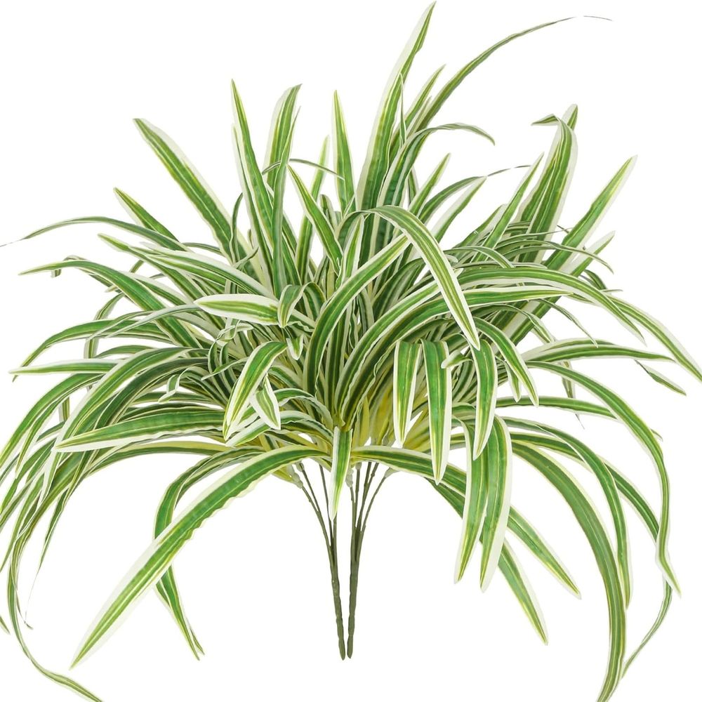 1 5-Pronged Golden-Edged Spider Plant Clearance! Artificial Plant Large Greenery Plants Outside Faux Plants Bushes for Indoor Table Outdoor Planter Decor,Green,23.62