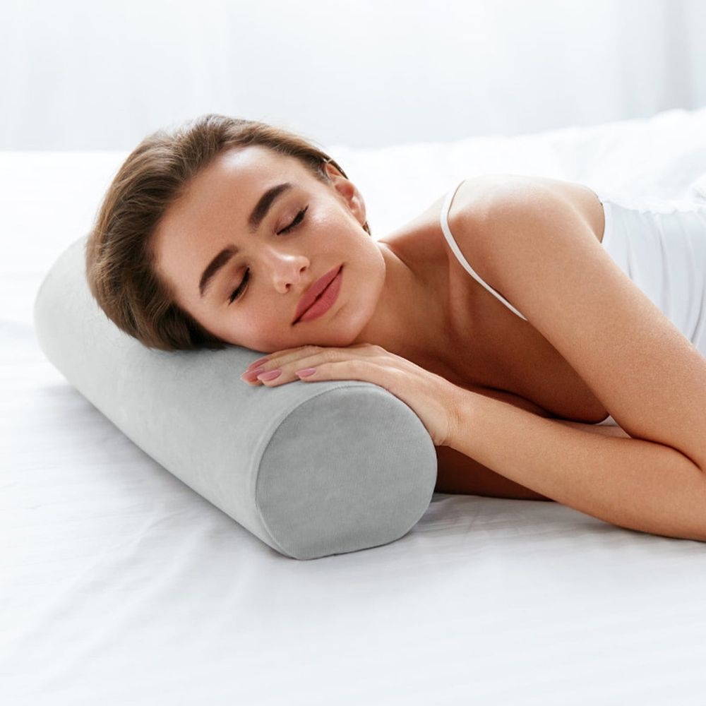 Cervical Neck Roll Foam Pillow, Bolster Pillow, Round Neck Pillows Support for Sleeping, Bolster Pillow for Bed, Legs, Back and Yoga, Ideal for Spine and Neck Support (4" x 17")