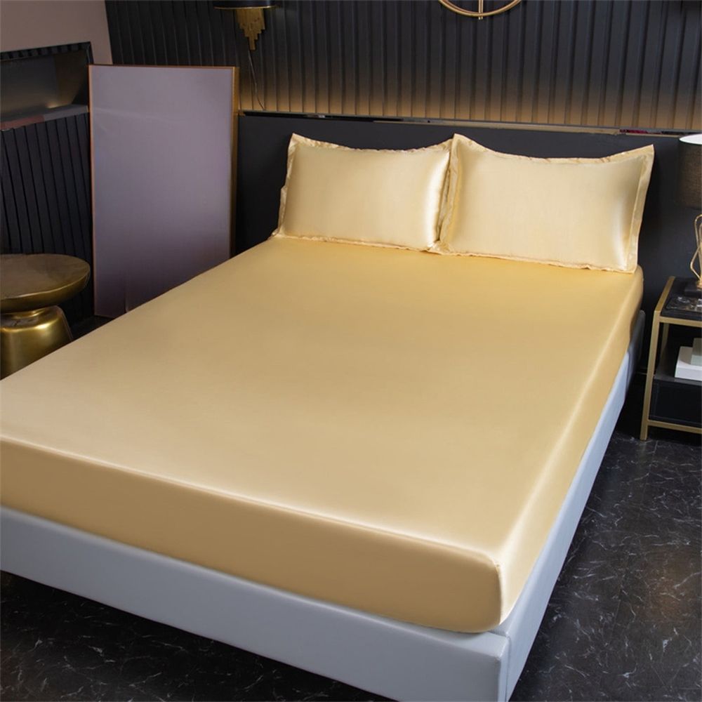 Stay Secure All Night, Queen Size Satin Sheets Set, 4 Piece Bedding for Deep Pocket Mattress up to 16 Inches, Ultimate Sleep Comfort and Coolness, Ideal for Hot Sleepers