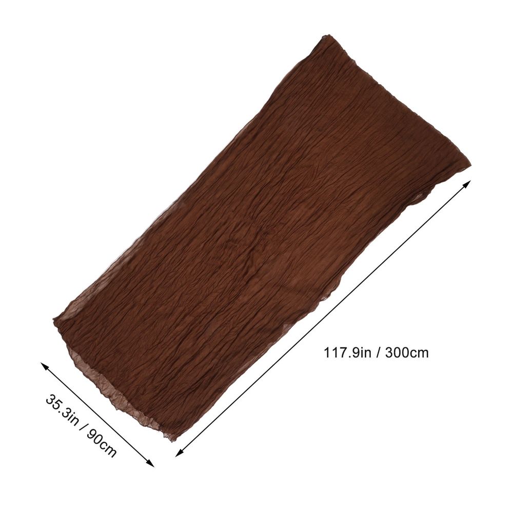5Pcs Brown Boho Pleated Cheesecloth Table Runner for Wedding Table and Autumn Rustic Decor