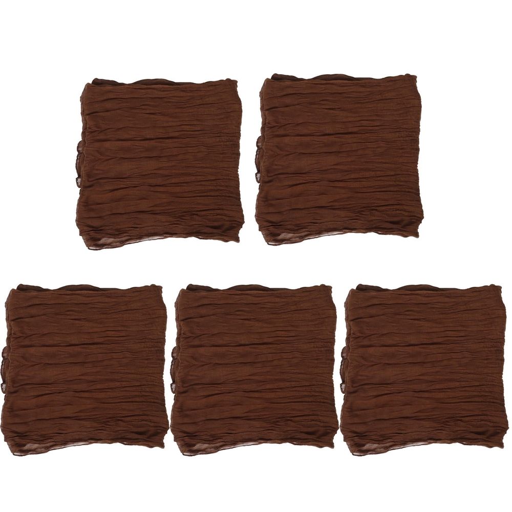 5Pcs Brown Boho Pleated Cheesecloth Table Runner for Wedding Table and Autumn Rustic Decor