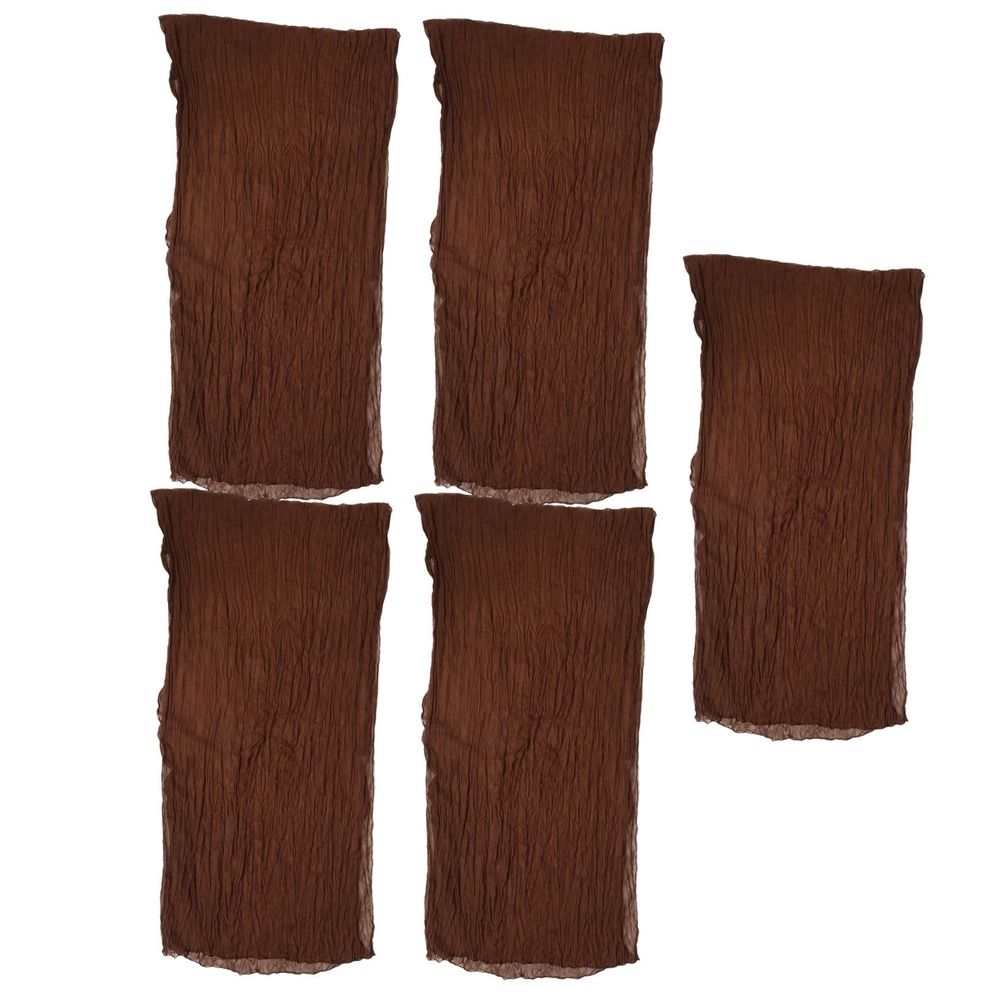 5Pcs Brown Boho Pleated Cheesecloth Table Runner for Wedding Table and Autumn Rustic Decor
