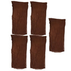 5Pcs Brown Boho Pleated Cheesecloth Table Runner for Wedding Table and Autumn Rustic Decor