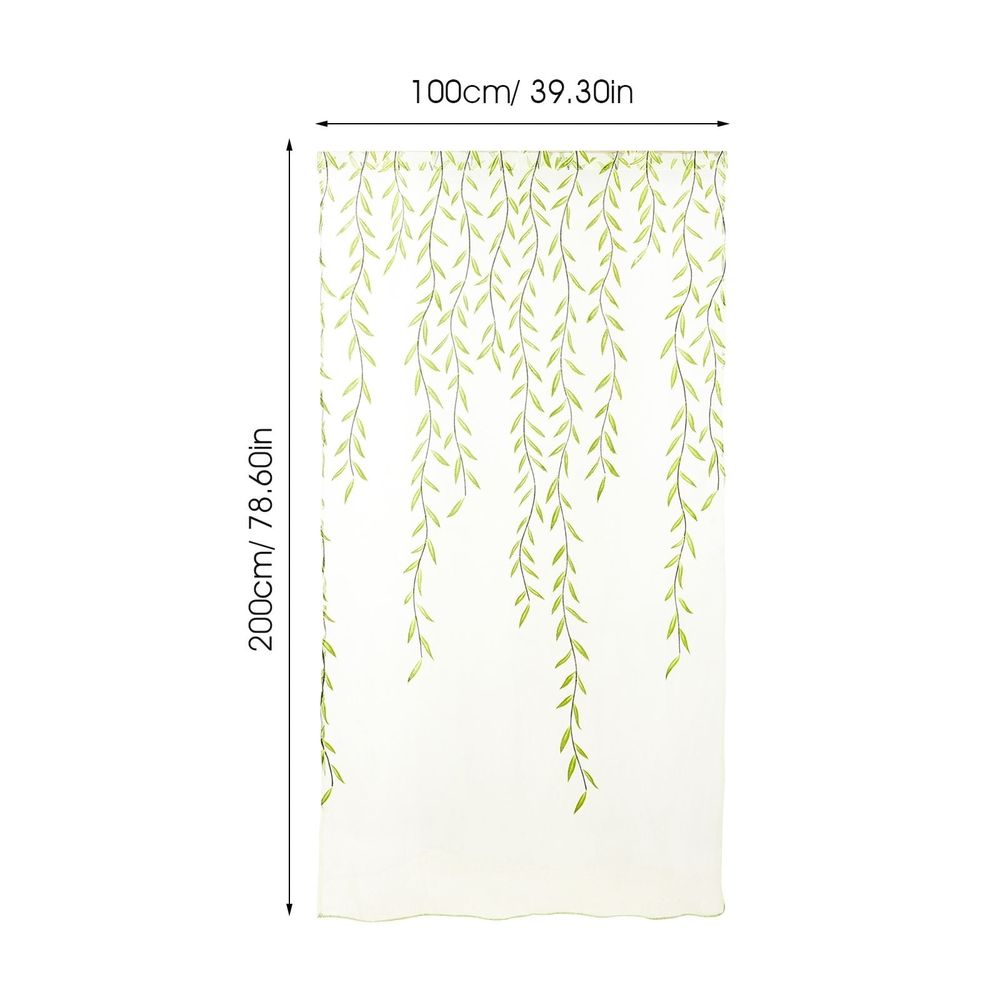 Green Transparent Curtains with Rod Pocket Sheer Voile Window Screen for Privacy and Natural Light