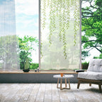 Green Transparent Curtains with Rod Pocket Sheer Voile Window Screen for Privacy and Natural Light