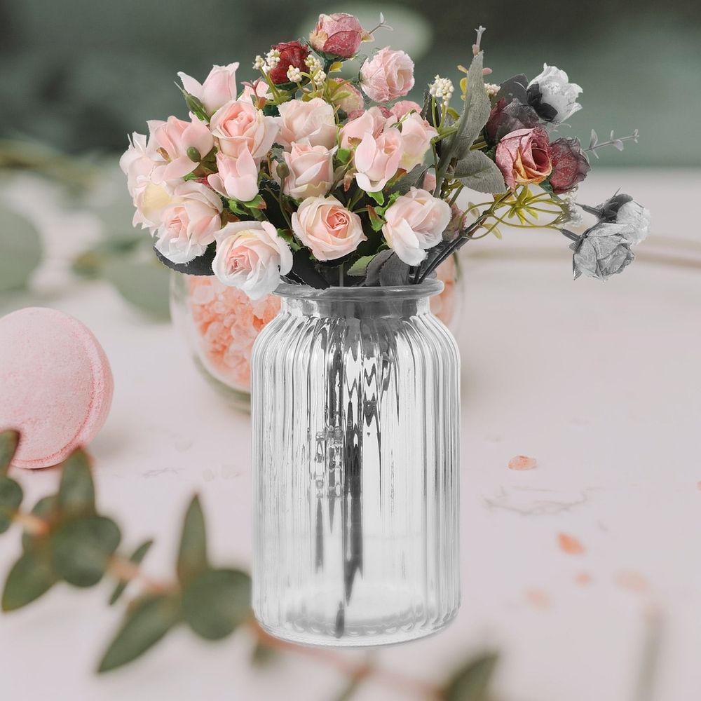 Grey Colored Vase for Home Chic Glass Flower Container 1Pc