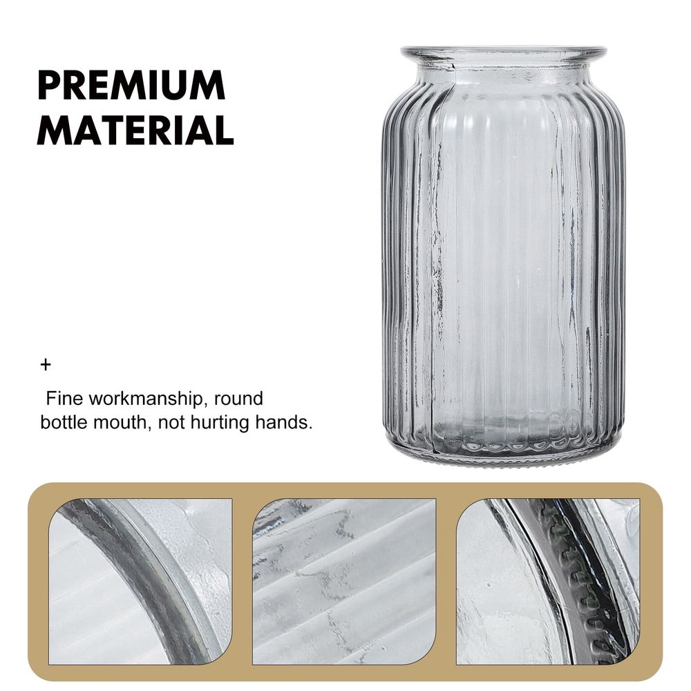 Grey Colored Vase for Home Chic Glass Flower Container 1Pc