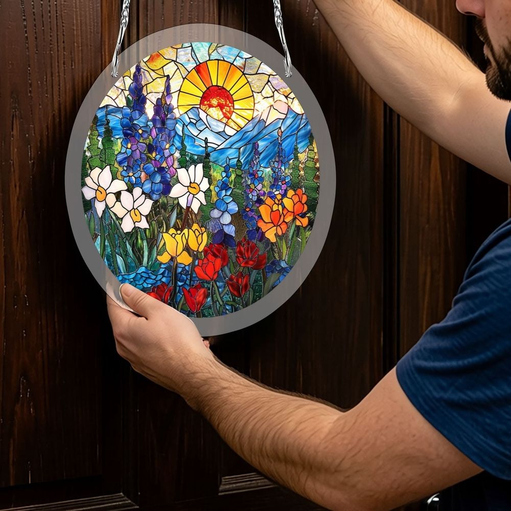 Rainbow Projection Acrylic Suncatcher Puzzle 83 Pieces – 7.4 Inch Stained Glass Style Window Art Kit for Home, Garden & Patio, DIY Craft Gift for Adults