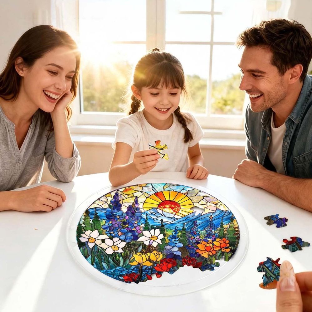 Rainbow Projection Acrylic Suncatcher Puzzle 83 Pieces – 7.4 Inch Stained Glass Style Window Art Kit for Home, Garden & Patio, DIY Craft Gift for Adults