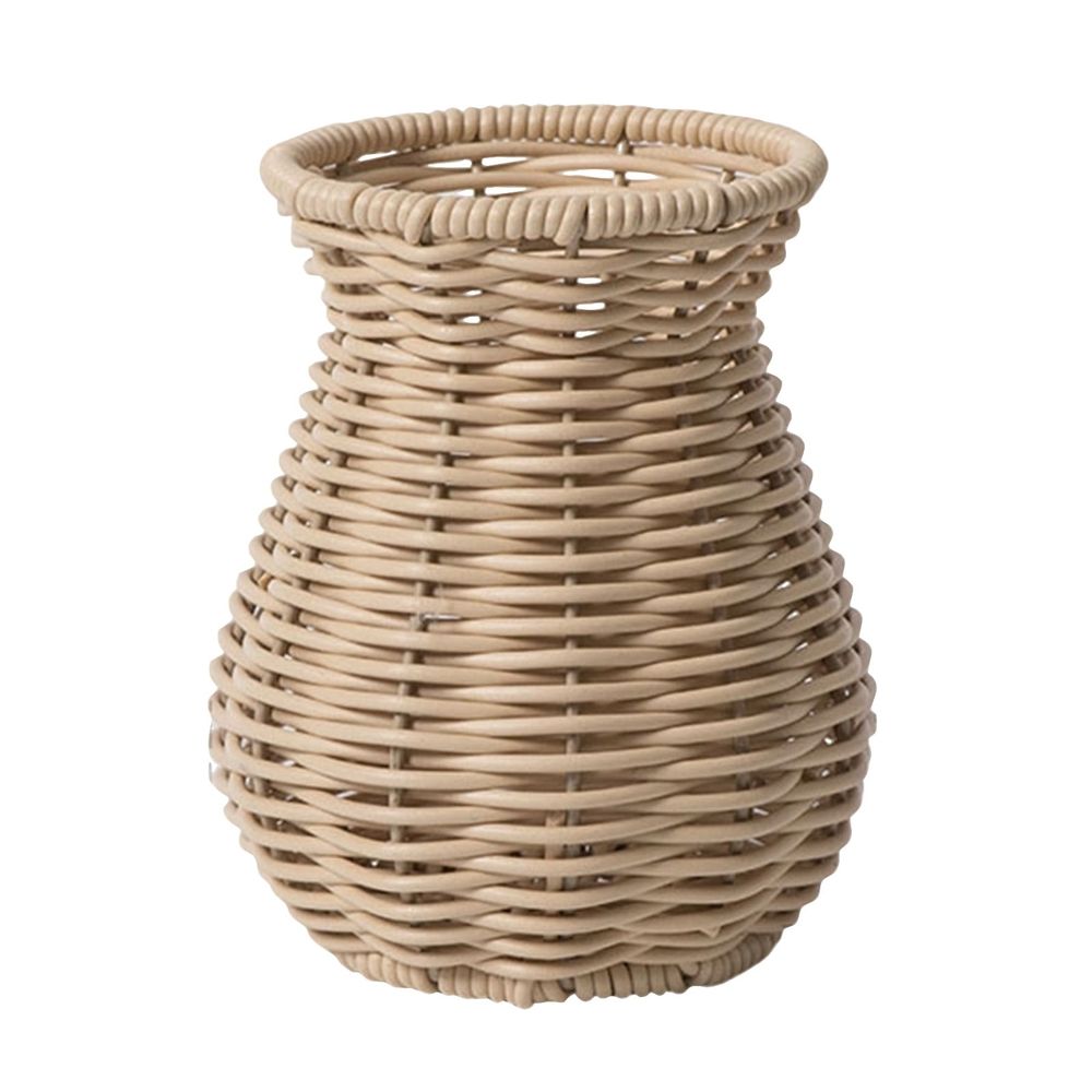 Wicker Vases For Flowers Basket Vase,Tabletop Woven Rattan Vase For Flowers,Rustic Country Style Rattan Basket Vase, Farmhouse Small Wicker Woven Bouquet Vase Table Centerpiece For Home Decor