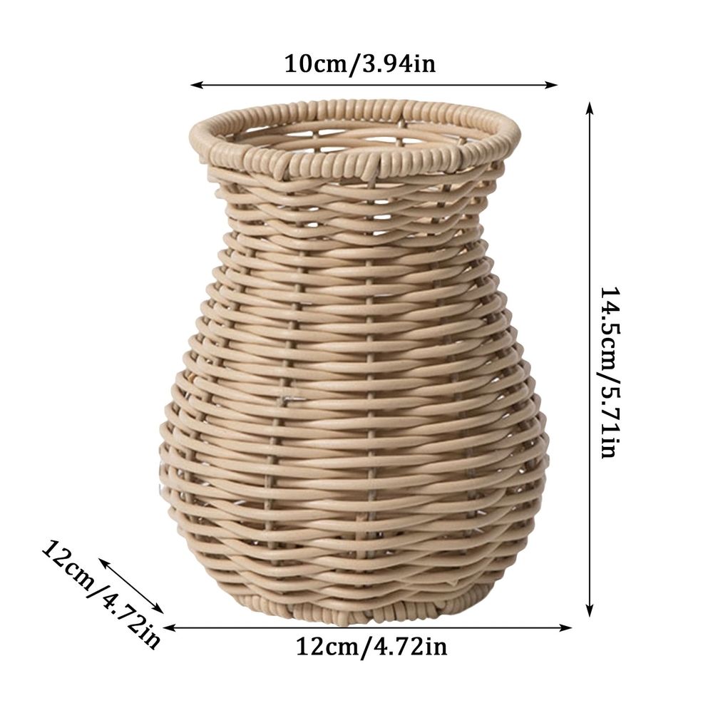 Wicker Vases For Flowers Basket Vase,Tabletop Woven Rattan Vase For Flowers,Rustic Country Style Rattan Basket Vase, Farmhouse Small Wicker Woven Bouquet Vase Table Centerpiece For Home Decor