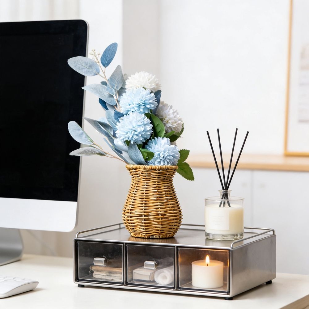 Wicker Vases For Flowers Basket Vase,Tabletop Woven Rattan Vase For Flowers,Rustic Country Style Rattan Basket Vase, Farmhouse Small Wicker Woven Bouquet Vase Table Centerpiece For Home Decor