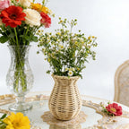 Wicker Vases For Flowers Basket Vase,Tabletop Woven Rattan Vase For Flowers,Rustic Country Style Rattan Basket Vase, Farmhouse Small Wicker Woven Bouquet Vase Table Centerpiece For Home Decor