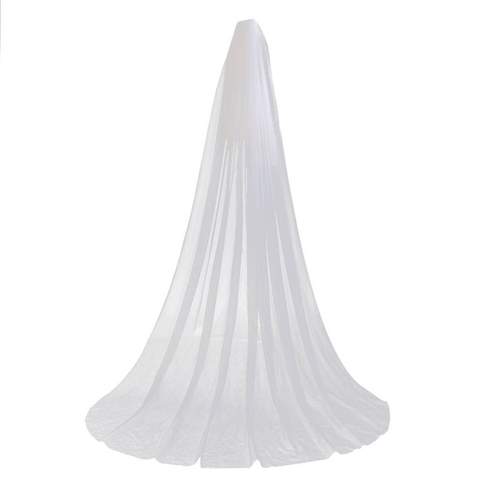 3M Long Wedding Veil Double Layer Tulle Cathedral Chapel Floor Veils with Hair Side Comb for Bride (White)