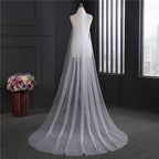 3M Long Wedding Veil Double Layer Tulle Cathedral Chapel Floor Veils with Hair Side Comb for Bride (White)