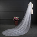 3M Long Wedding Veil Double Layer Tulle Cathedral Chapel Floor Veils with Hair Side Comb for Bride (White)