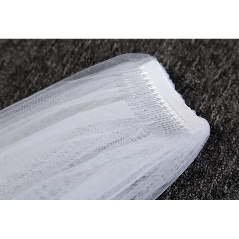 3M Long Wedding Veil Double Layer Tulle Cathedral Chapel Floor Veils with Hair Side Comb for Bride (White)